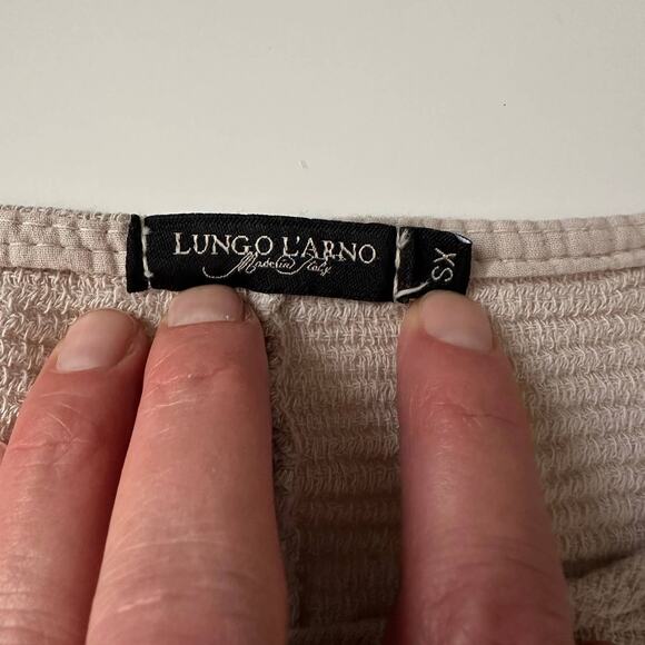 Lungo Larno Italian Linen Short Sleeve Cover Up Tunic Cream Natural Knit Top XS - Picture 3 of 5